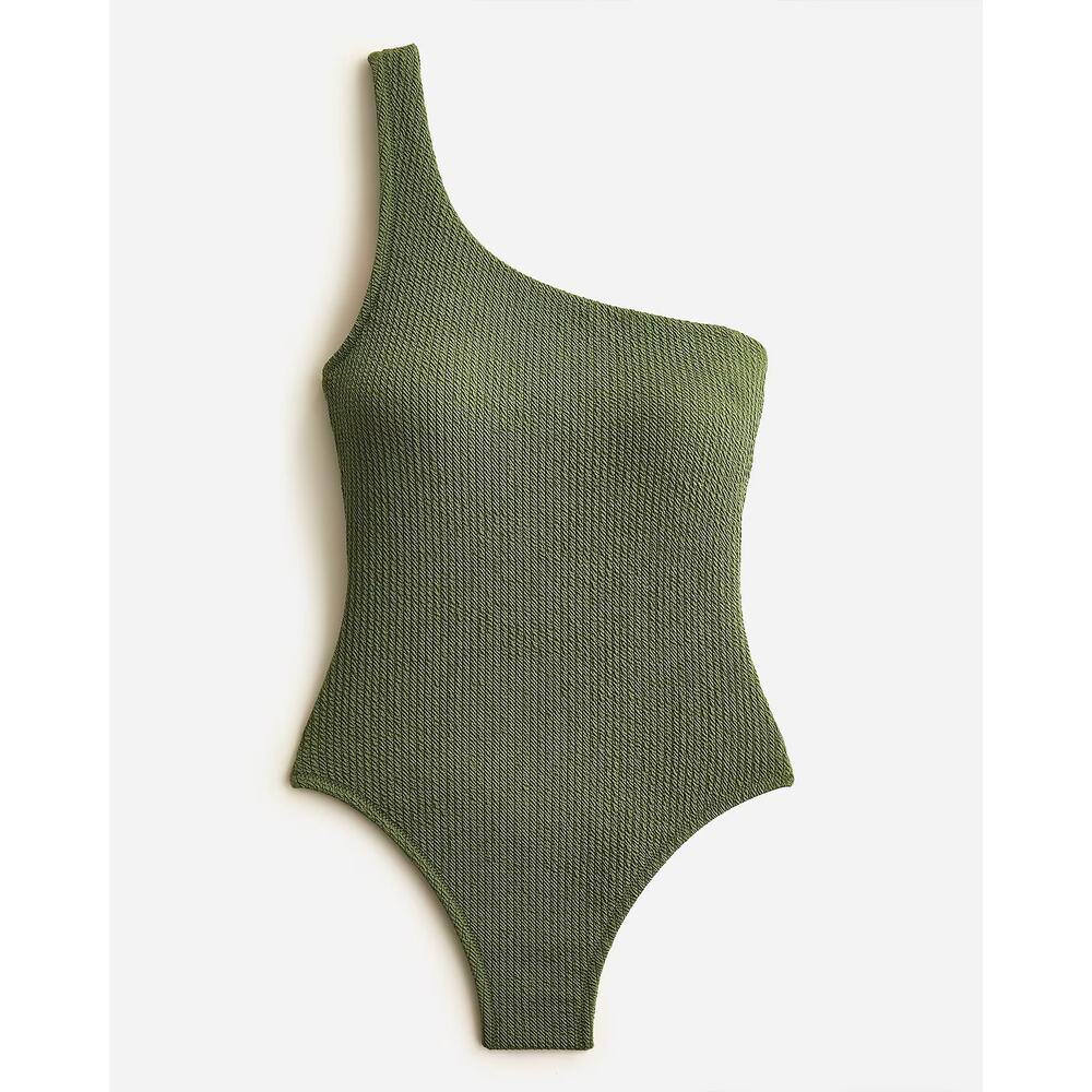 J. Crew Green Textured One-Shoulder One-Piece Size 22